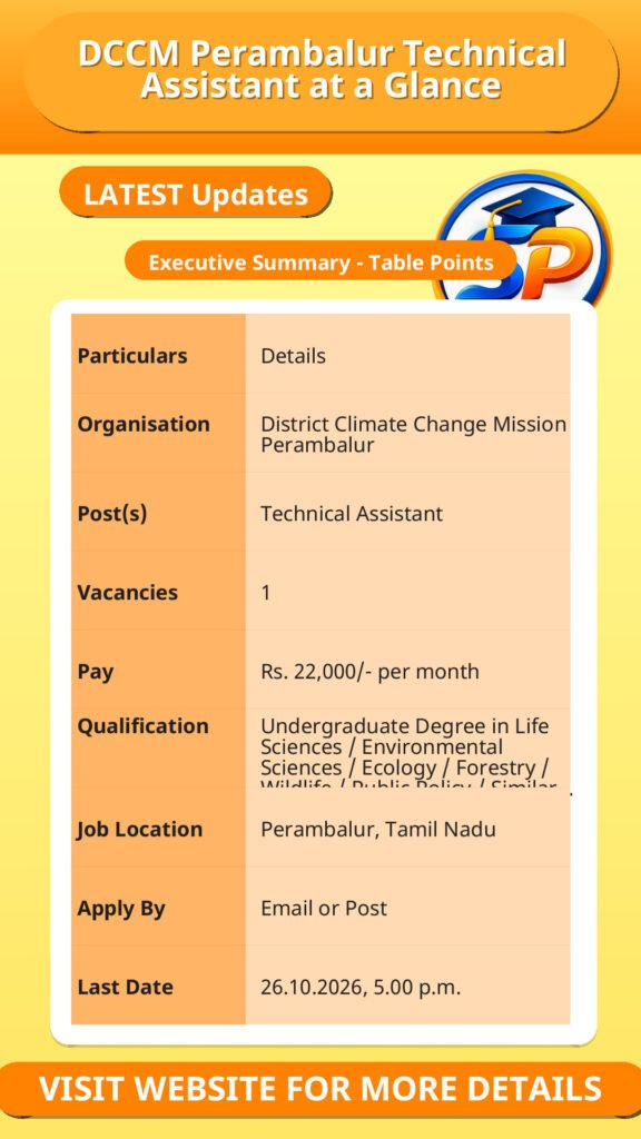 DCCM Perambalur Technical Assistant at a Glance