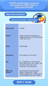 UPUMS Radiologist Contract Recruitment 2026 Walk-in Interview Details
