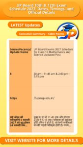 UP Board 10th & 12th Exam Schedule 2027: Dates, Timings, and Official Details
