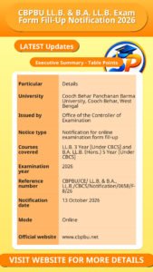 CBPBU LL.B. & B.A. LL.B. Exam Form Fill-Up Notification 2026