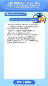 CSIR CMERI Recruitment 2026 Walk-in for 39 Project Posts with Detailed Eligibility and Pay