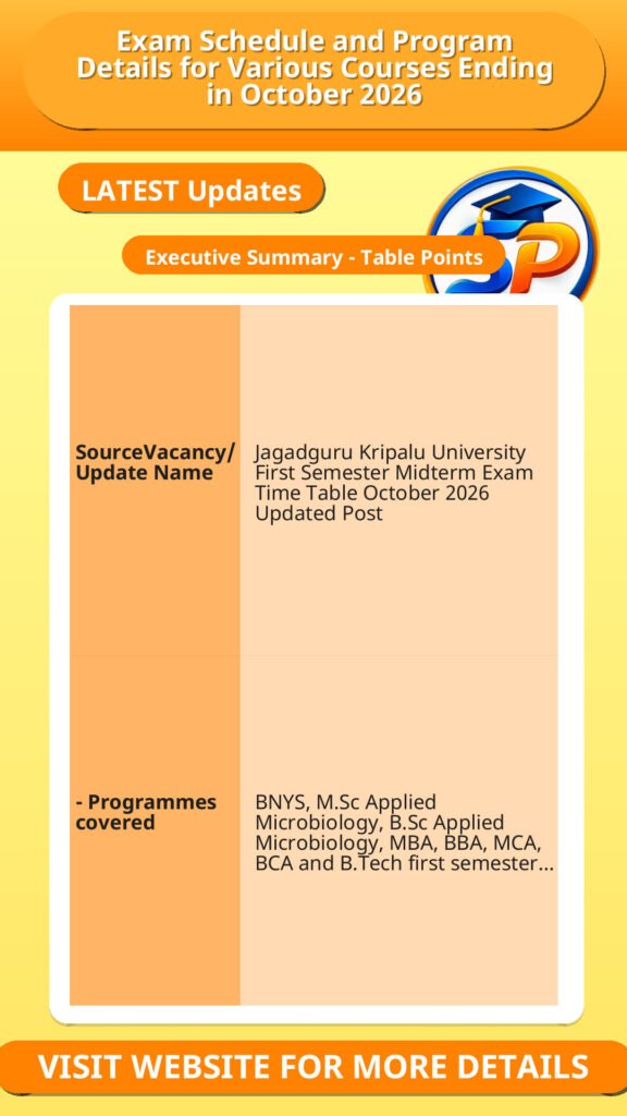 Exam Schedule and Program Details for Various Courses Ending in October 2026