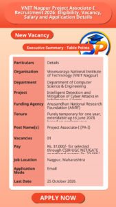 VNIT Nagpur Project Associate-I Recruitment 2026: Eligibility, Vacancy, Salary and Application Details