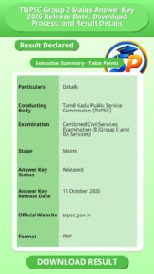 TNPSC Group 2 Mains Answer Key 2026 Release Date, Download Process, and Result Details