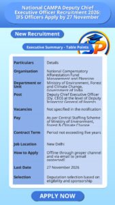 National CAMPA Deputy Chief Executive Officer Recruitment 2026: IFS Officers Apply by 27 November