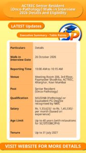 ACTREC Senior Resident (Onco-Pathology) Walk-in Interview 2026 Details and Eligibility