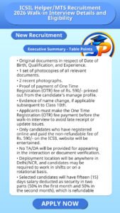 ICSIL Helper/MTS Recruitment 2026 Walk-in Interview Details and Eligibility