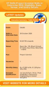 IIT Delhi Project Scientist Walk-in Interview 2026: Eligibility, Date, Venue, and Salary Details