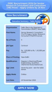DERC Recruitment 2026 for Senior Research Consultant and Consultant (HR) Posts – Apply Online by 24 Nov