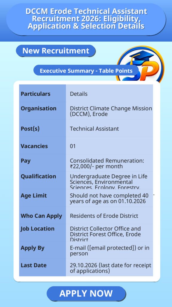 DCCM Erode Technical Assistant Recruitment 2026: Eligibility, Application & Selection Details