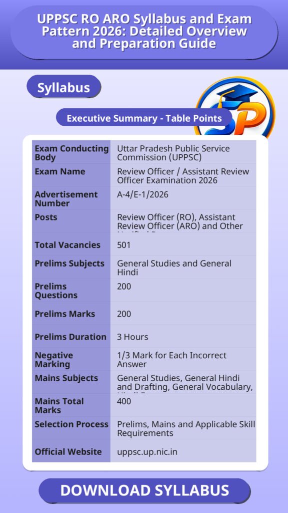 UPPSC RO ARO Syllabus and Exam Pattern 2026: Detailed Overview and Preparation Guide