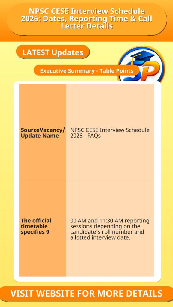 NPSC CESE Interview Schedule 2026: Dates, Reporting Time & Call Letter Details