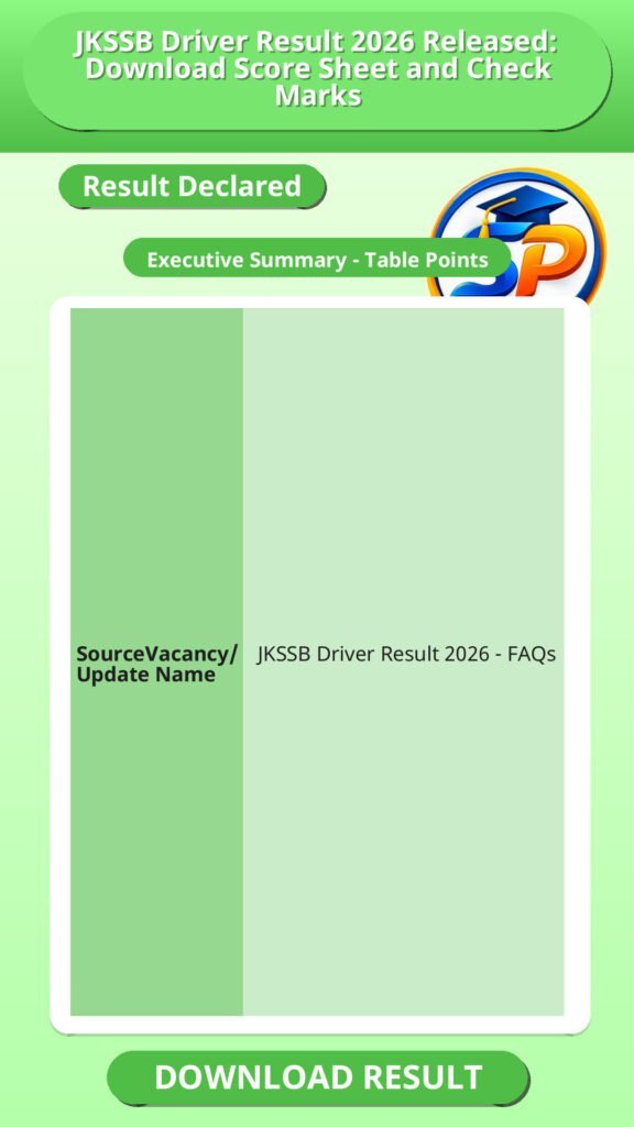 JKSSB Driver Result 2026 Released: Download Score Sheet and Check Marks