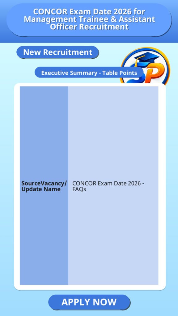CONCOR Exam Date 2026 for Management Trainee & Assistant Officer Recruitment